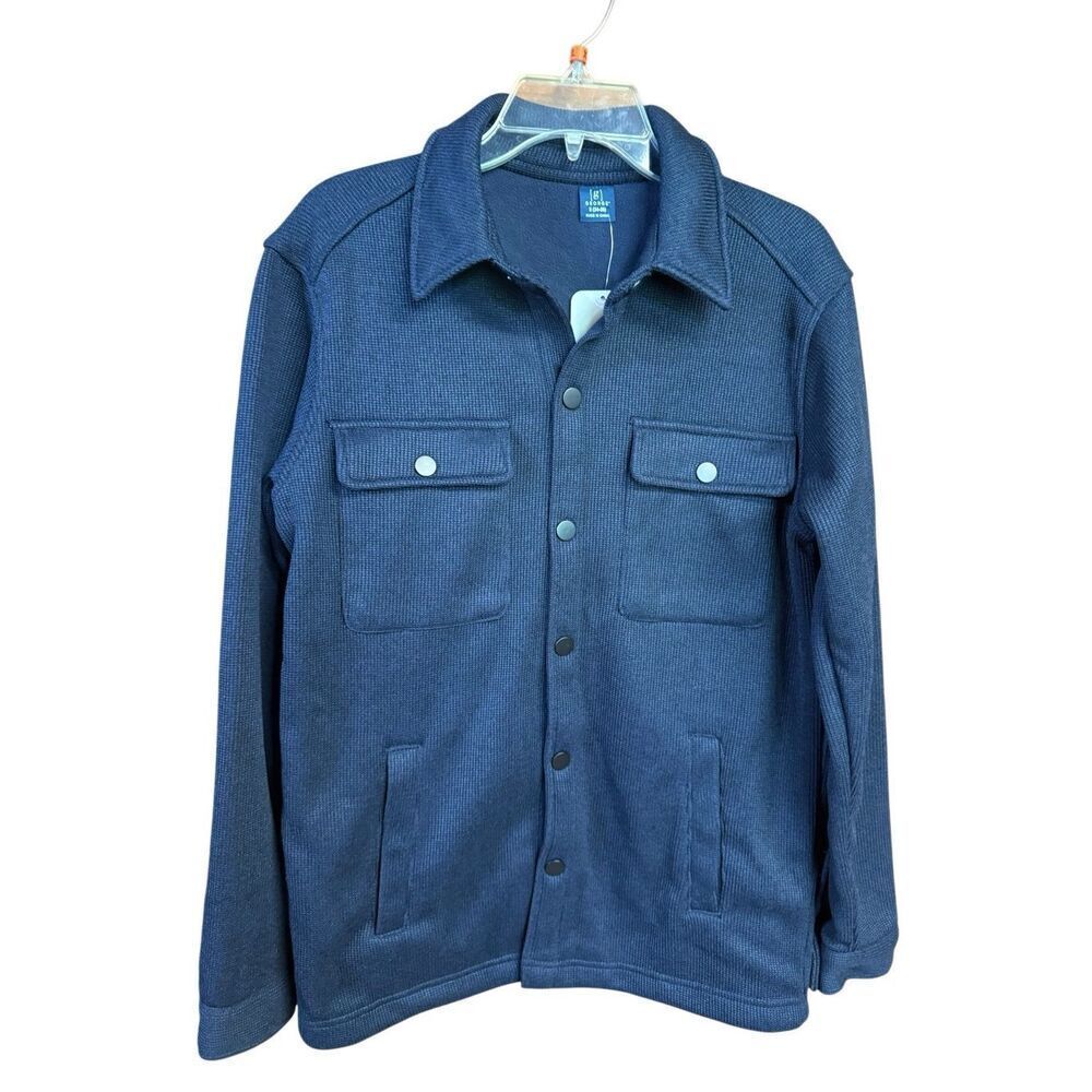 George Mens Snap Down Knit Fleece Shirt Jacket Sz S Navy NWT